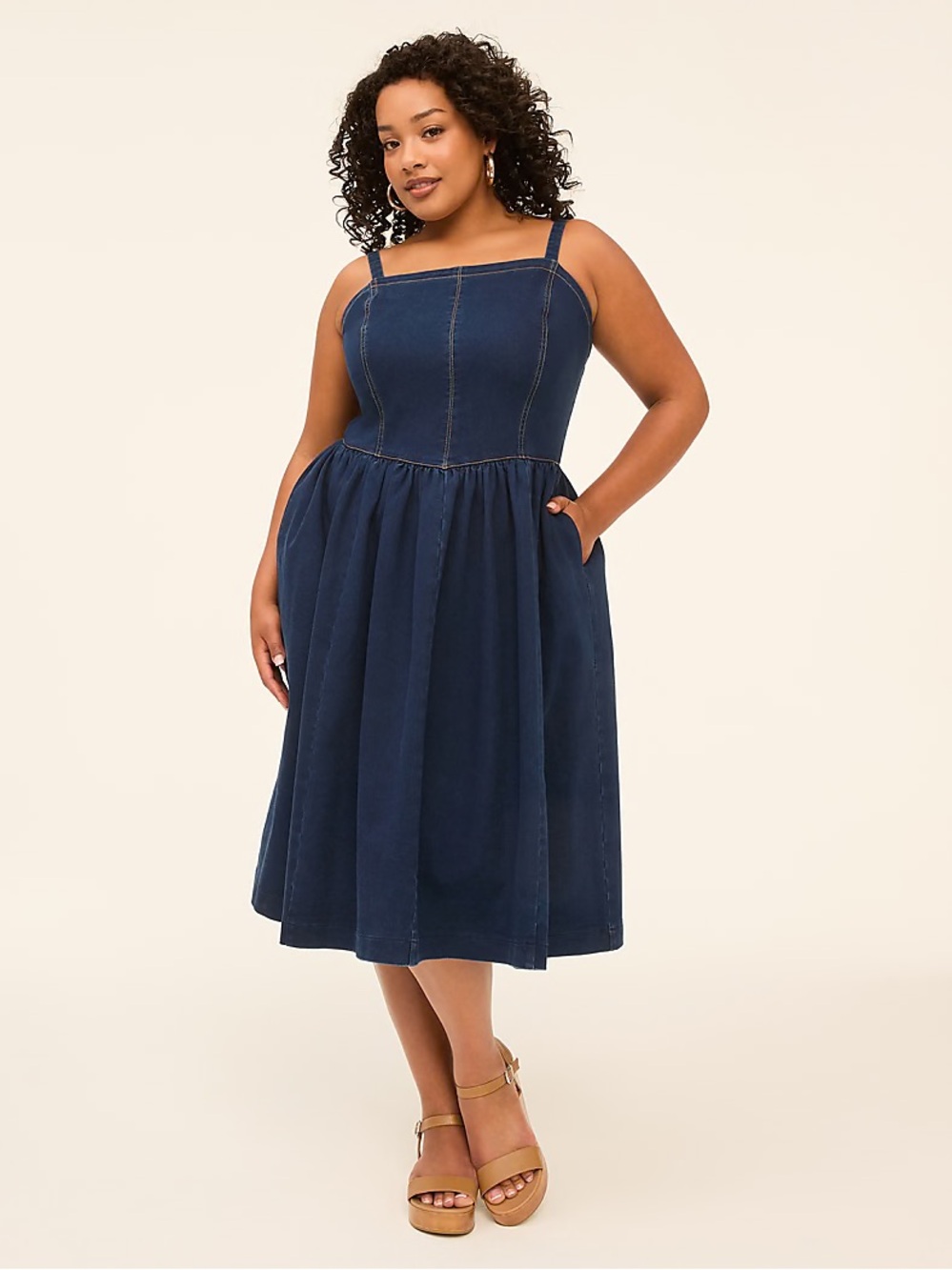 Lane Bryant Knit Denim Midi Dress size 18/20 new